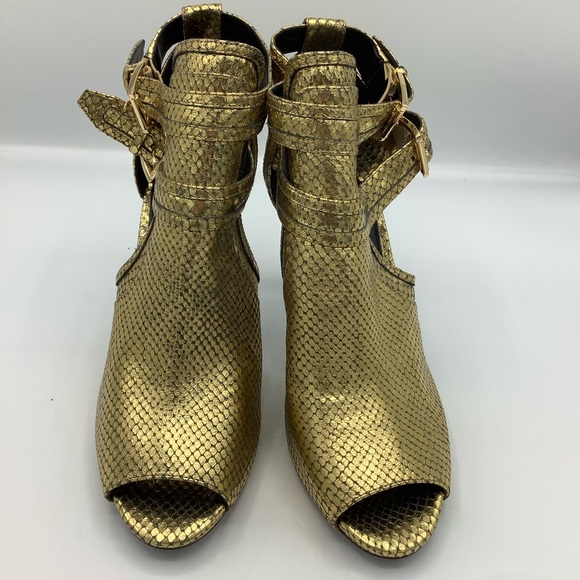 MICHAEL Michael Kors Gold Peep Toe Heels - Picture 2 of 9